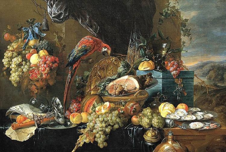  A Richly Laid Table with Parrots